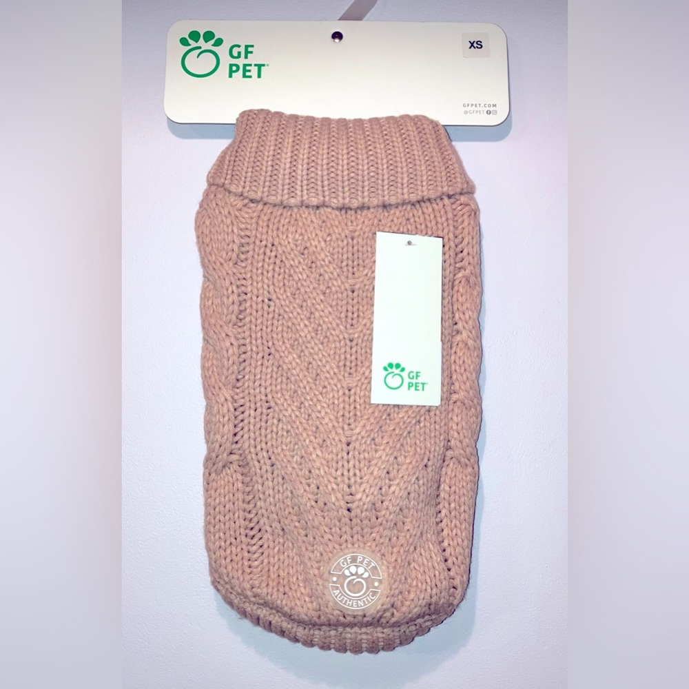 NWT GF Pet Chalet Dog Sweater, Pink, X-Small